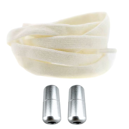 Productafbeelding van vintage elastische veters van 8 mm met capsule sluiting in de kleur gebroken wit