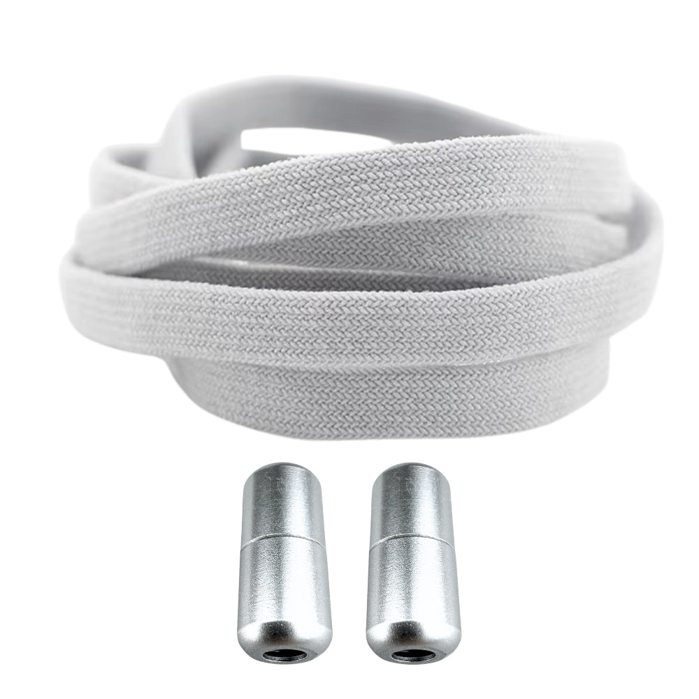 Productafbeelding van vintage elastische veters van 8 mm met capsule sluiting in de kleur grijs