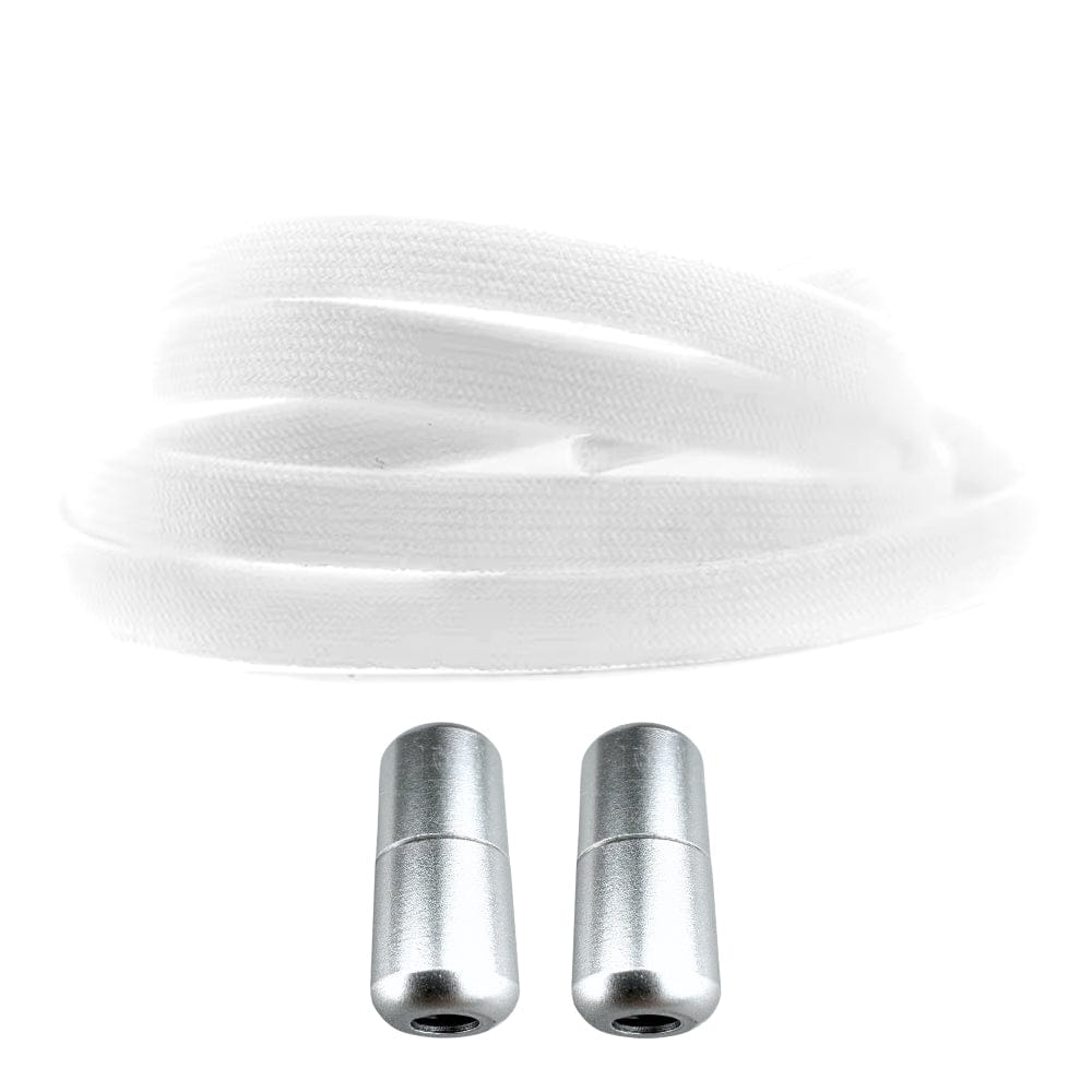 Productafbeelding van vintage elastische veters van 8 mm met capsule sluiting in de kleur wit