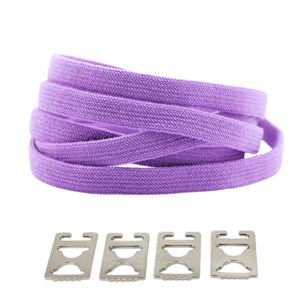 Productafbeelding van vintage elastische veters van 8 mm met clipjes in de kleur paars