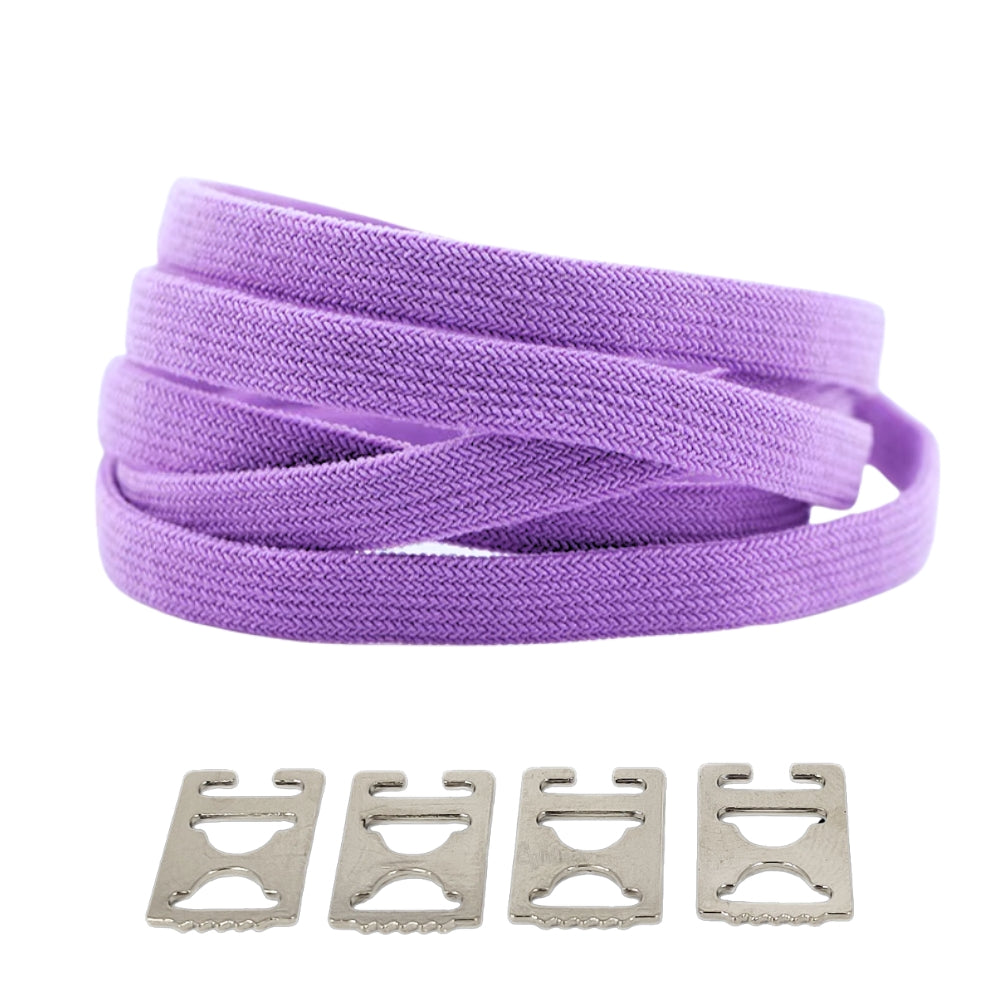 Productafbeelding van vintage elastische veters van 8 mm met clipjes in de kleur paars