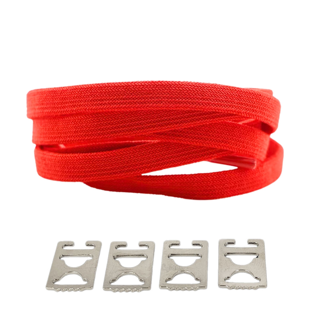 Productafbeelding van vintage elastische veters van 8 mm met clipjes in de kleur rood