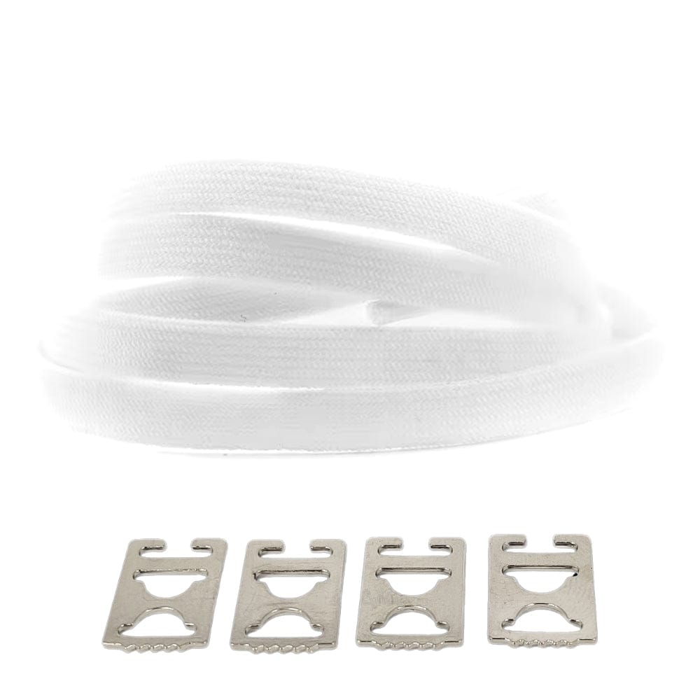 Productafbeelding van vintage elastische veters van 8 mm met clipjes in de kleur wit