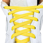 Elastische veters zonder strikken vintage 8mm onzichtbare clipjes geel met stretch uitgerekt