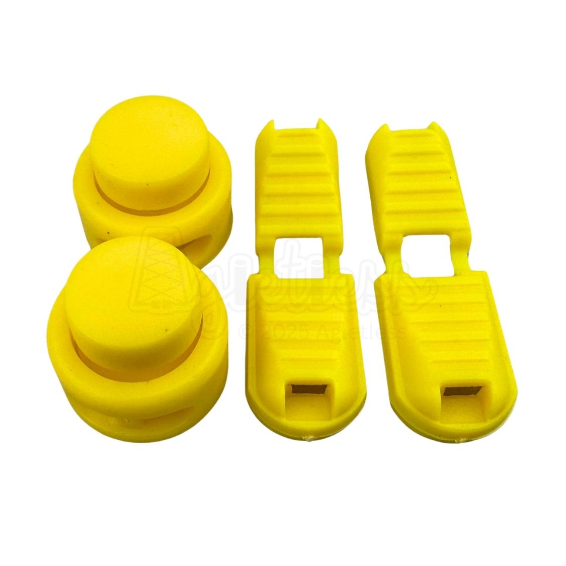 Elastische veters lock sluiting geel geschikt voor elastische veters van 3 tot 5 mm breed