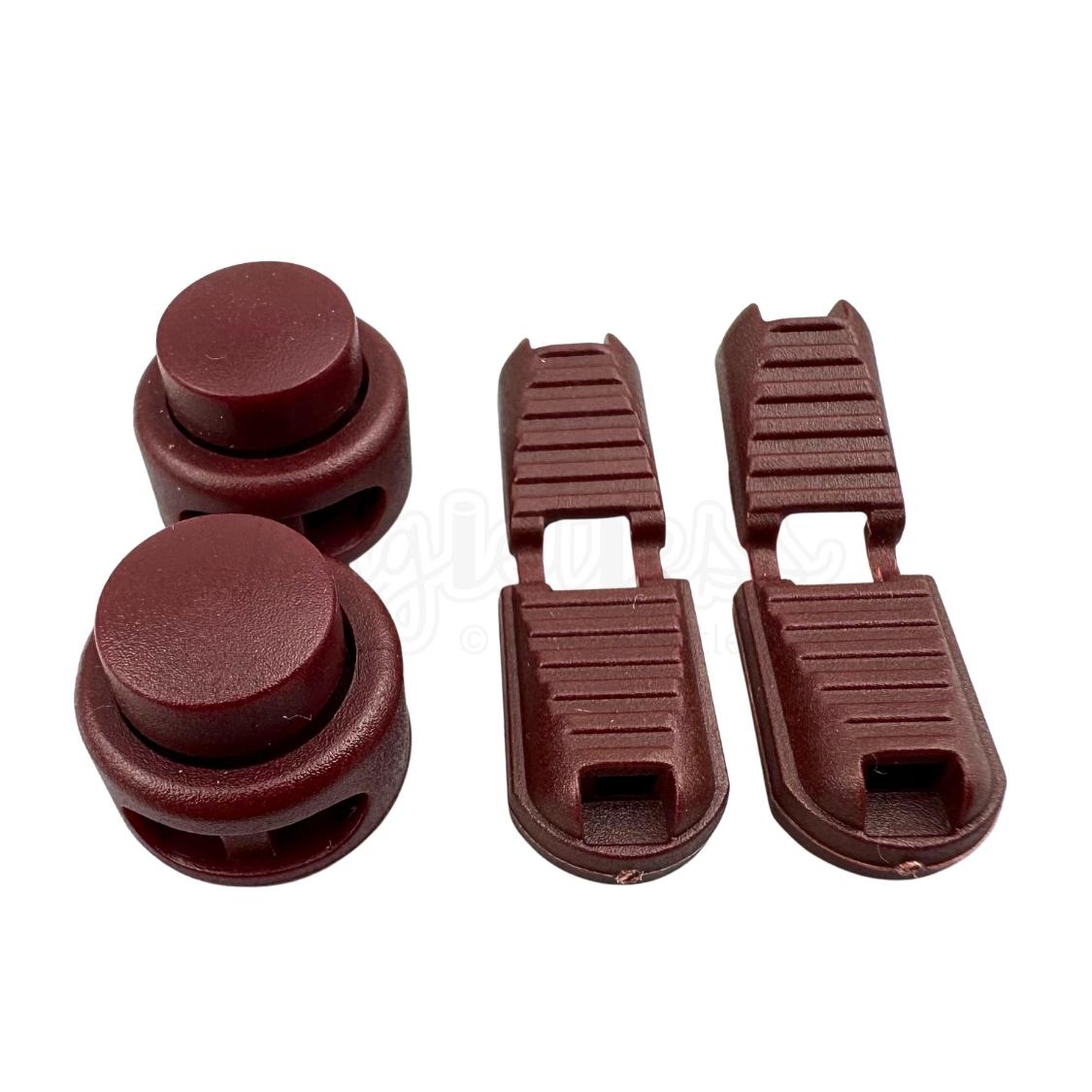 Elastische veters lock sluiting wijnrood geschikt voor elastische veters van 3 tot 5 mm breed