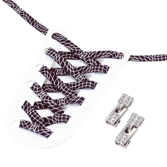 Slangenprint elastische veters zonder strikken met rhinestone haaksluiting voor een gedurfde uitstraling