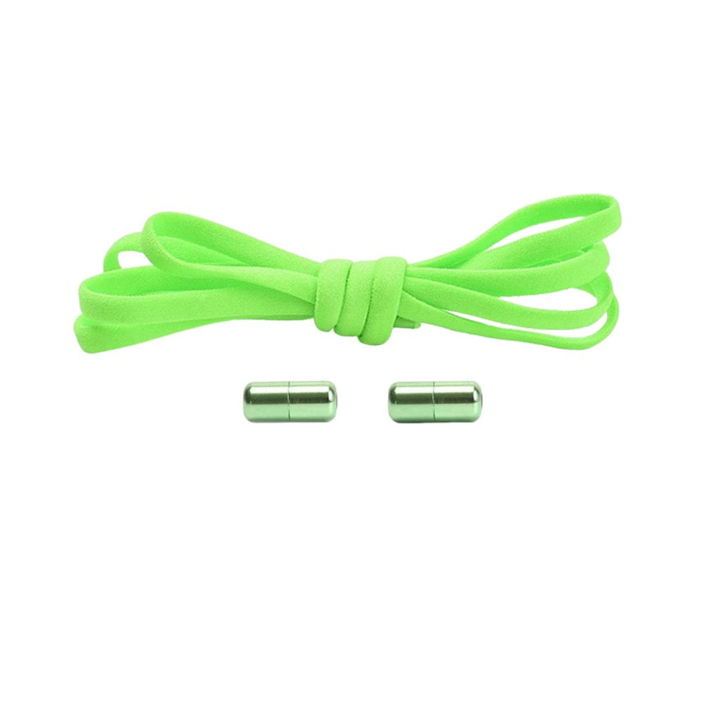 Fluorescerend groene ronde elastische veters zonder strikken met draaicapsule