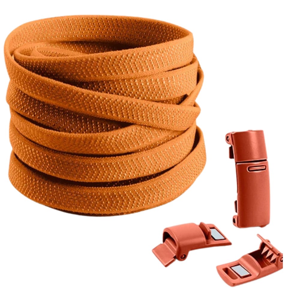Bruine elastische veters met magneetsluiting, ideaal voor casual schoenen met extra comfort