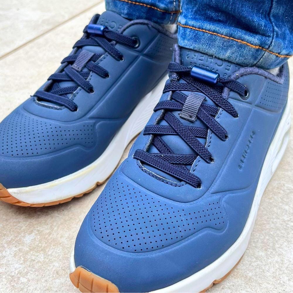 blauwe elastische veters voor kinderschoenen in blauwe skechers