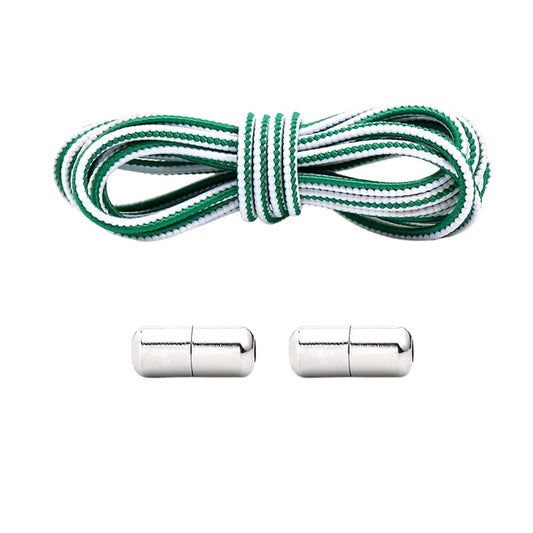 Witte en groene extra sterke elastische veters zonder strikken met draaicapsule voor een frisse stijl