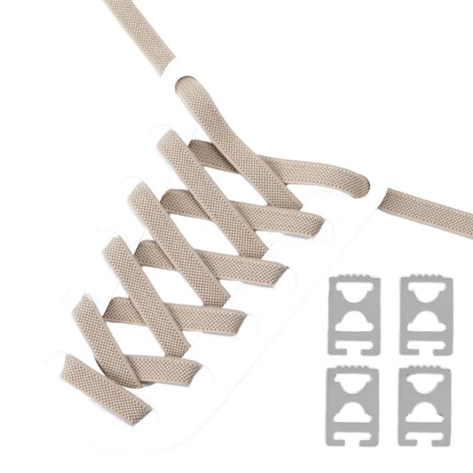 Elastische veters (9 mm) met onzichtbare clip en anti-slip structuur in de kleur Khaki, voor een stoere en eigentijdse look.