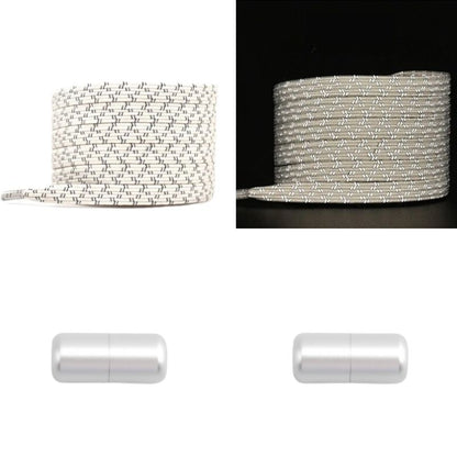 Beige platte reflecterende elastische veters met capsulesluiting voor subtiele en zichtbare schoenen