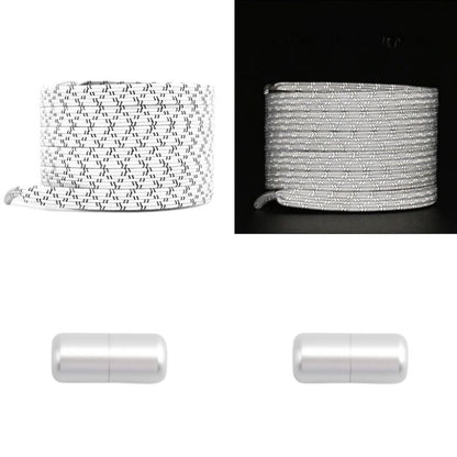 Witte platte reflecterende elastische veters met capsulesluiting voor maximale zichtbaarheid in het donker