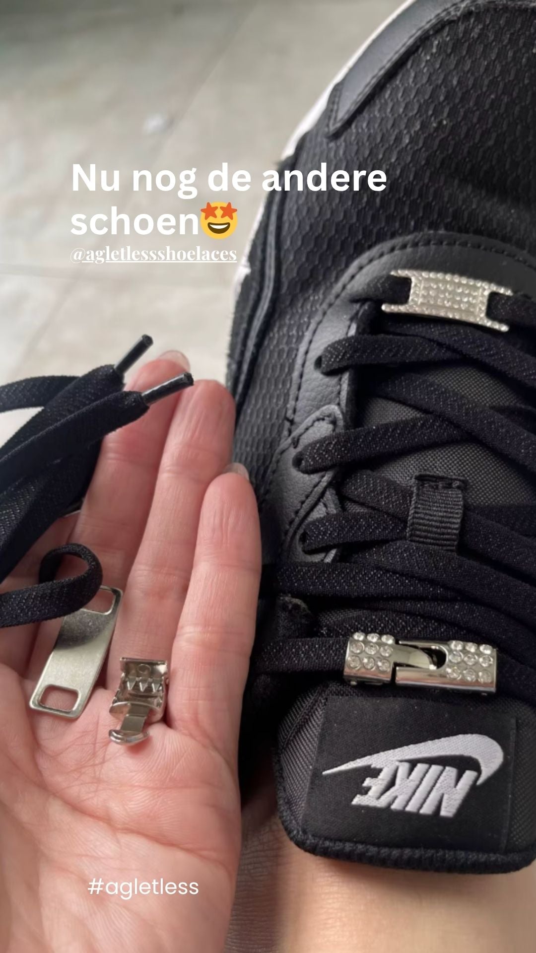 Review Agletless elastische veters gepost op social media