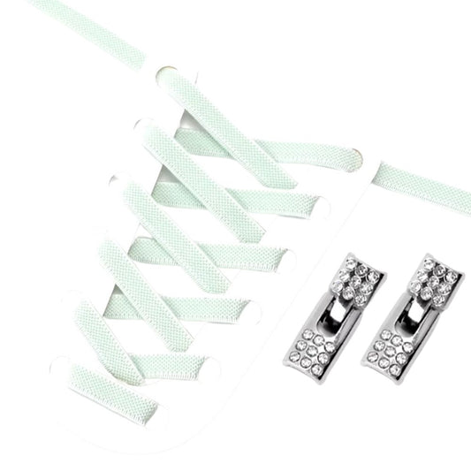 Lichtgroene brede elastische veters zonder strikken met rhinestone haaksluiting voor een natuurlijke en sprankelende look