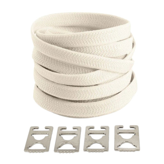 Beige textuur elastische veters zonder strikken met onzichtbare clip
