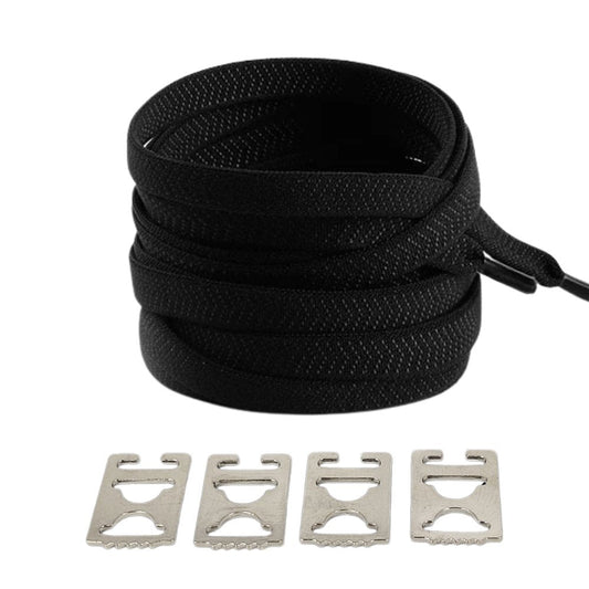 Zwarte elastische veters met onzichtbare clip voor een nette uitstraling en dagelijks comfort