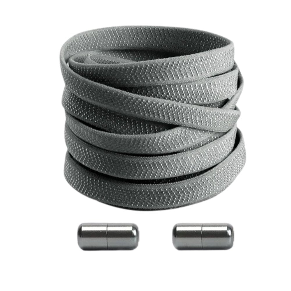 Donkergrijze elastische veters met draaicapsule voor een stevige grip en extra comfort