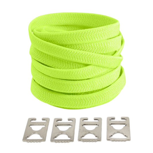 Fluorescerend groene elastische veters met onzichtbare clip, fel en opvallend met extra comfort