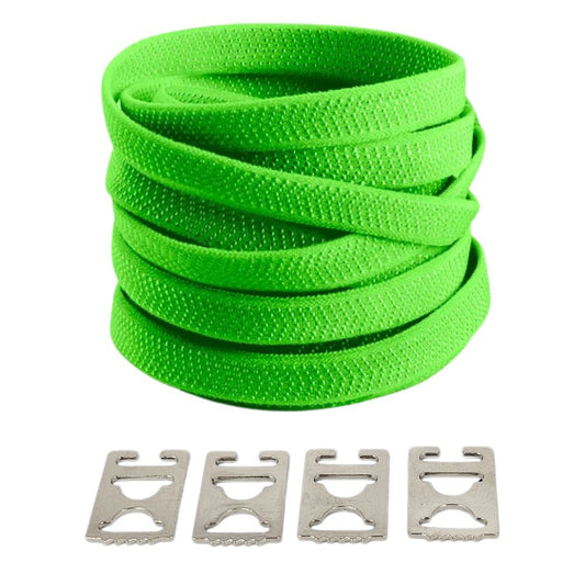 Groene elastische veters met onzichtbare clip, fris en sportief met extra comfort
