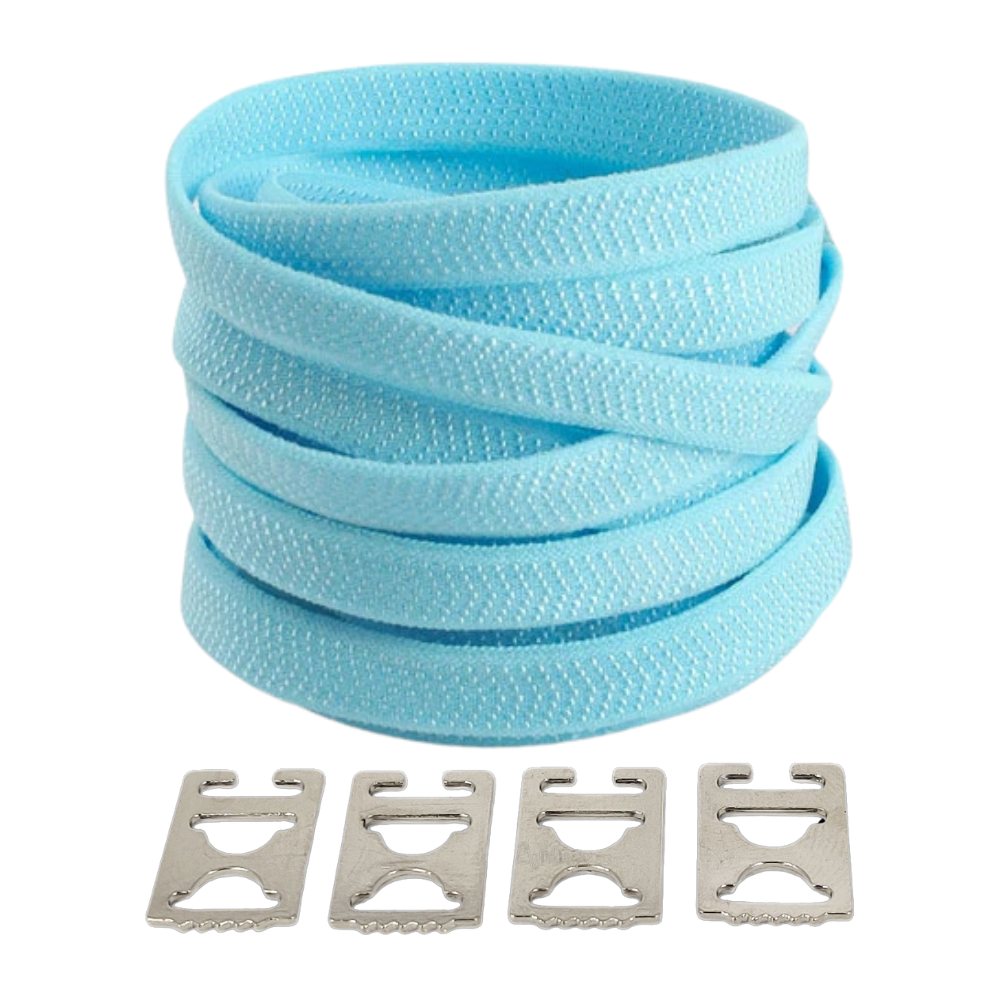Lichtblauwe elastische veters met onzichtbare clip, zacht en subtiel met extra comfort