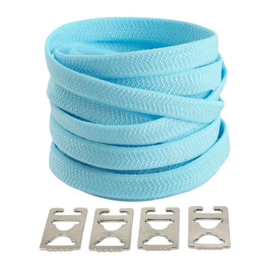Lichtblauwe elastische veters met onzichtbare clip, zacht en subtiel met extra comfort