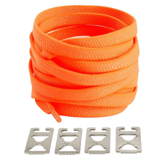 Oranje elastische veters met onzichtbare clip, sportief en energiek met extra comfort