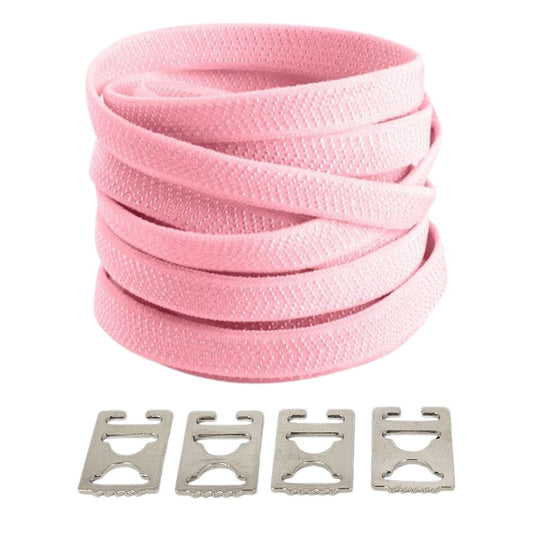 Roze elastische veters met onzichtbare clip, vrolijk en speels met extra comfort