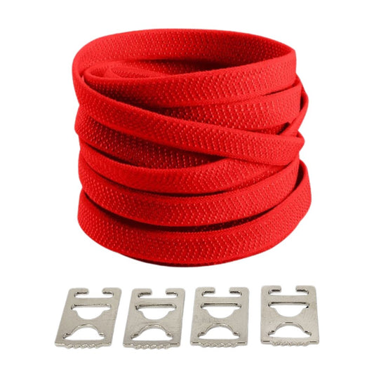Rode textuur elastische veters zonder strikken met onzichtbare clip