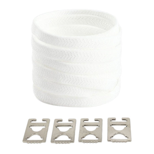 Witte elastische veters met onzichtbare clip voor sneakers en casual schoenen, bieden dagelijks comfort