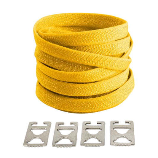 Gele elastische veters met onzichtbare clip, vrolijk en opvallend met extra comfort