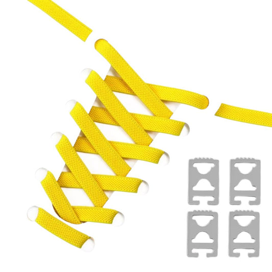 Elastische veters (9 mm) met onzichtbare clip en anti-slip structuur in de kleur geel, voor een vrolijk en opvallend accent.